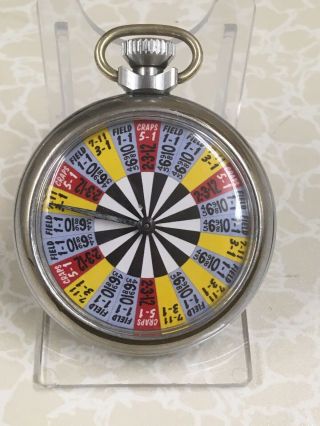 Vintage Spinning Gambling Craps Gaming Wheel Pocket Watch Gwo