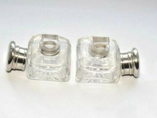 LOVELY VICTORIAN SOLID SILVER STERLING & GLASS INKWELLS BIRMINGHAM 1850 6