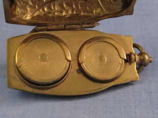 ANTIQUE VICTORIAN BRASS FIGURAL OWL DOUBLE SOVEREIGN CASE COIN HOLDER MONEY BOX 9