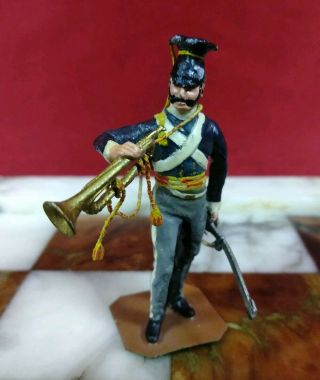 Rare Vintage Hand Painted Lead Soldier With Trumpet And Sabre Sword