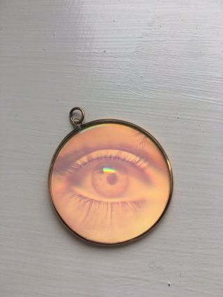 9ct Gold Rimmed Eye Hologram Vintage Pendant Very Rare