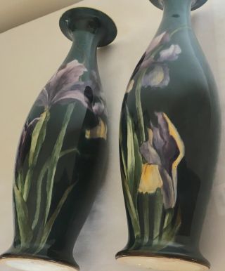 Antique Doulton Lambeth Faience Stoneware Iris Flowers Vases 4
