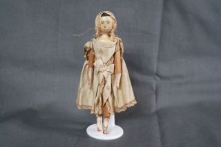 Antique Grodnertal Peg Wooden Doll 6 1/4 " Tall