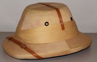 Vintage 1950s Ihi Sun Proof Canvas Safari Pith Hat/helmet Made In India