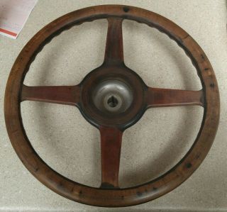 Antique Vintage Wood Steering Wheel,  Maker? Use On Car Or A Great Wall Hanger