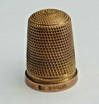 Fine Solid 9ct Gold Thimble.  1911 Size 9 Maker Jf