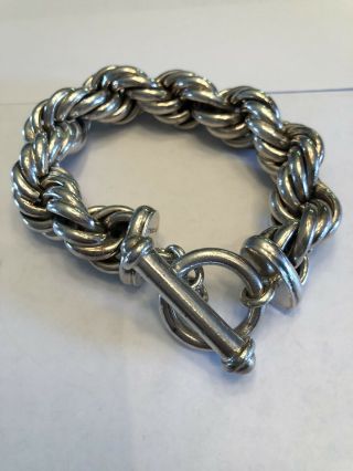 Antique Silver Rope Toggle Clasp Bracelet