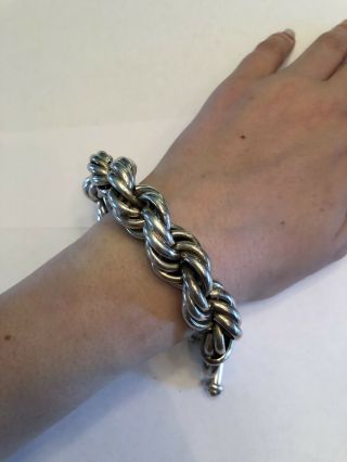 Antique Silver Rope Toggle Clasp Bracelet 4