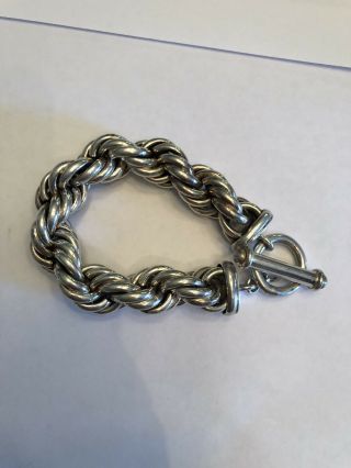 Antique Silver Rope Toggle Clasp Bracelet 5
