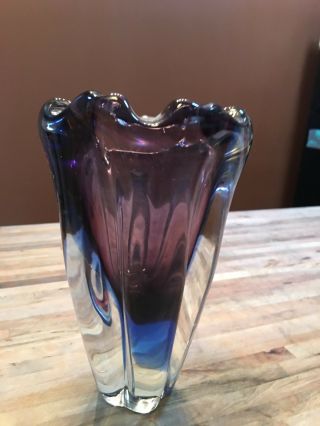 Vintage Murano Glass Vase,  Mid Century,  Purple Sommerso,  1960s