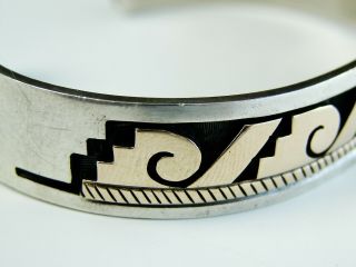 Vintage Native American Zuni Signed Mike Simplicio Sterling Gold Cuff Bracelet 7