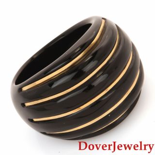 Italian Milor Onyx 14k Yellow Gold Dome Cocktail Ring 12.  3 Grams Nr