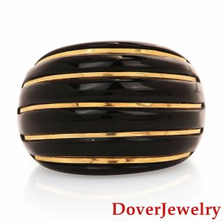 Italian Milor Onyx 14K Yellow Gold Dome Cocktail Ring 12.  3 Grams NR 2