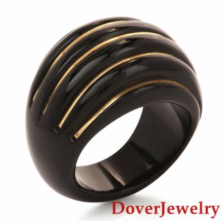 Italian Milor Onyx 14K Yellow Gold Dome Cocktail Ring 12.  3 Grams NR 3