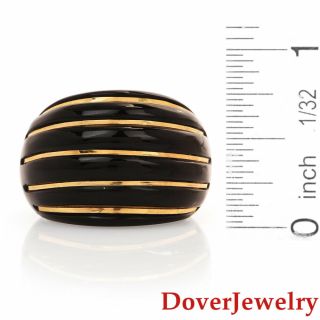 Italian Milor Onyx 14K Yellow Gold Dome Cocktail Ring 12.  3 Grams NR 5