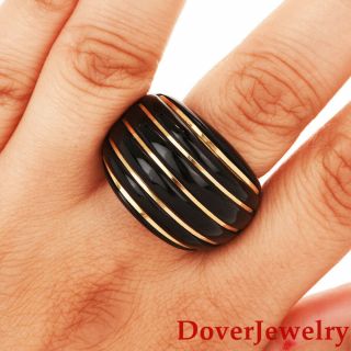 Italian Milor Onyx 14K Yellow Gold Dome Cocktail Ring 12.  3 Grams NR 6