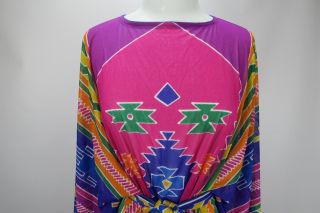 Vtg Maxi Psychedelic Aztec Neiman Marcus Robe Lounge GORTEX Caftan Dress BOHO M 2