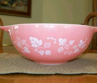 PYREX Vtg Pink Gooseberry Cinderella Mixing Bowls 441 442 443 444 Complete Set - 4 2