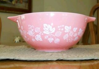 PYREX Vtg Pink Gooseberry Cinderella Mixing Bowls 441 442 443 444 Complete Set - 4 3