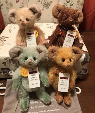 Charlie Bears Rare Set The Mouse Gang Minimo 2013 Sabelle Lee Retired & Bags