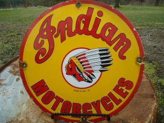 Vintage 1952 Indian Motorcycles Porcelain Advertising Sign
