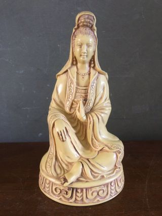 Antique Chinese Tibetan Buddha Deity Sculpture Carving Goddess Soapstone Vtg