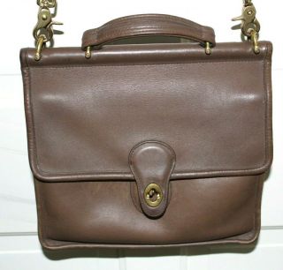 Coach Vintage Willis Bag 9927 Rare Mocha Leather Brass Made In The Usa