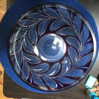 Vintage Bohemian Amethyst Cut Crystal Bowl