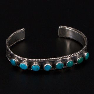 Vtg Sterling Silver Navajo Turquoise Snake Eye Stamped 6.  25 " Cuff Bracelet 24.  5g