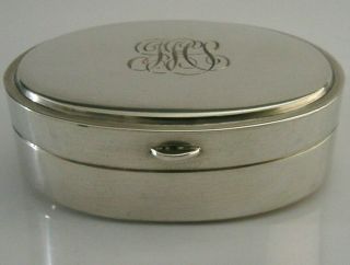 Quality English Antique Solid Silver Snuff Or Trinket Box 1918 Antique