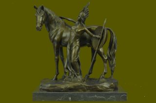 Signed Amazon Girl With Horse Bronze Statue Sculpture Art Deco Figure Gift Deal
