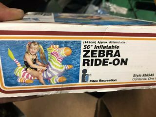 Inflatable Intex 80s Vintage Large Zebra 56” Ride on Pool Toy Box Wet Set 2