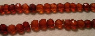 Vintage Faceted Round Amber Beads on String 48 