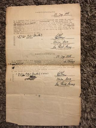 Ww2 U.  S.  Army Soldier Captured Enemy Military Equipment Certificate Sept 15 1945