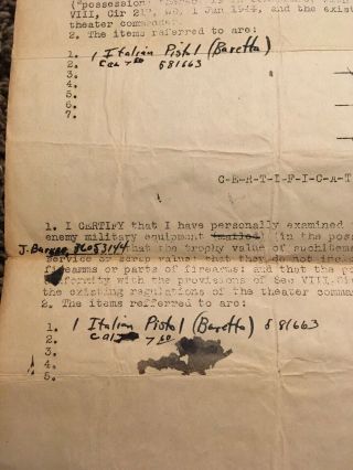 WW2 U.  S.  ARMY SOLDIER CAPTURED ENEMY MILITARY EQUIPMENT CERTIFICATE Sept 15 1945 4