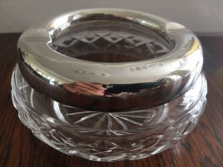 Art Deco Stunning Cut Glass Ashtray With Silver Collar H.  M 1933 Very Rare