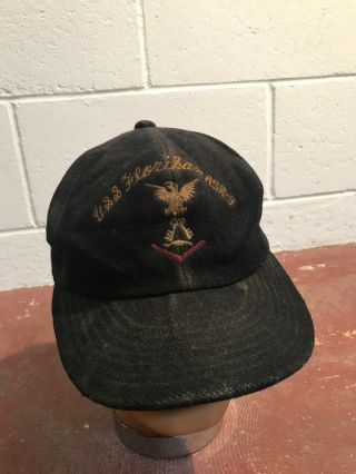 Rare Ww2 Us Navy Hat Cap Uss Florikan Asr - 9 Submarine Rescue Chanticleer Ship