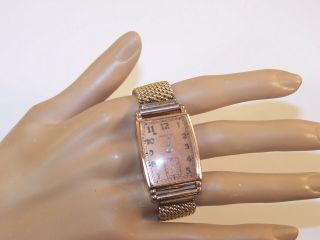 Vintage Hamilton 17 Jewel 980 10k Gold Filled Art Deco Watch With Gf Band