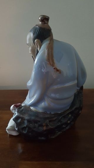 VINTAGE CHINESE MUD MAN SITTING WITH swan 16 cm 3