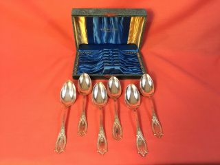 Antique Sterling Silver Richard Smith & Co.  Set Of 6 Teaspoons In Case