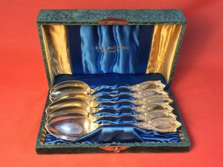 Antique Sterling Silver Richard Smith & Co.  Set of 6 Teaspoons In Case 2