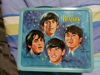Vintage The Beatles 1965 Aladdin Metal Lunchbox With Thermos.  Shape