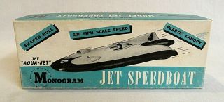 Rare 1946 Monogram " Aqua Jet " Wood & Plastic Jet Speedboat Unbuilt Model Kit