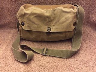 Vintage Us Army Military Lightweight Service Canvas Od Gas Mask Bag Only Wwii