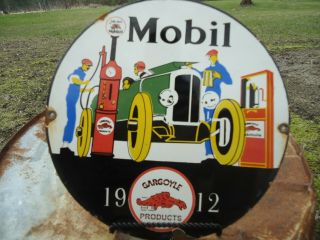 Vintage Old 1912 Mobil Gargoyle Products Porcelain Gas Station Sign