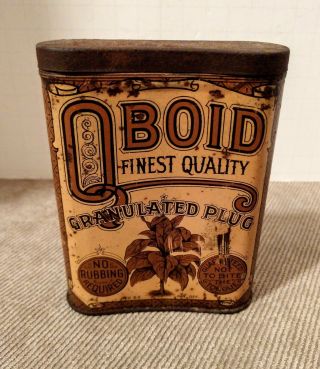 Vintage/rare Qboid Finest Quality Granulated Plug Curved Tobacco Tin