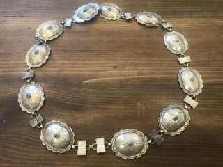 33” Vintage Navajo Sterling Silver 165g Turquoise Concho Belt / Necklace