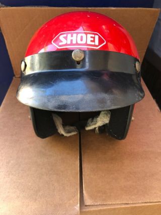 Vintage Shoei Red Open Face Helmet Snell 1980