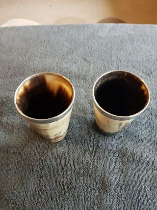 19TH CENTURY SILVER - RIMMED COW HORN BEAKERS (SCOTTISH ?) 5