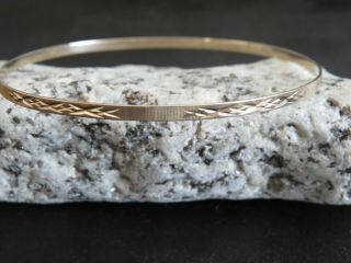 Vintage 9ct Gold Bright Cut Slave Bracelet Bangle 1971